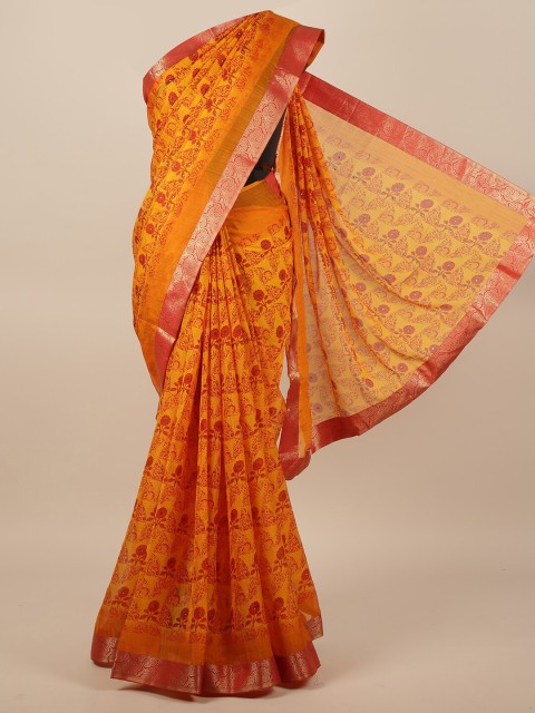 

Pothys Yellow & Red Floral Printed Saree