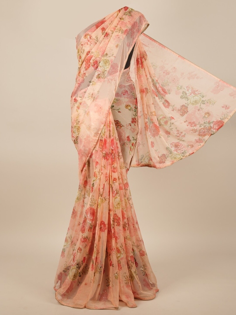 

Pothys Peach-Coloured & Red Floral Printed Saree