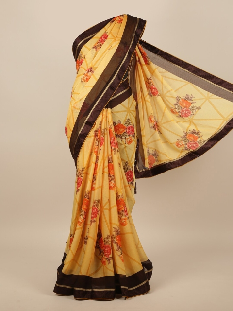 

Pothys Yellow & Red Floral Printed Saree