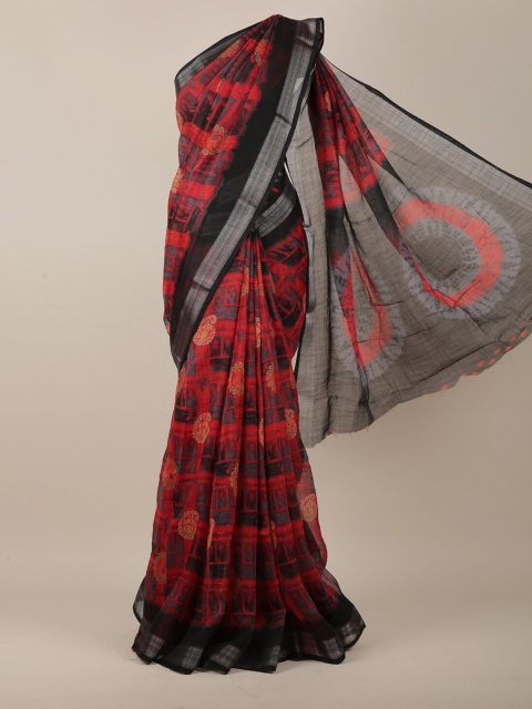 

Pothys Red & Black Ethnic Motifs Printed Saree