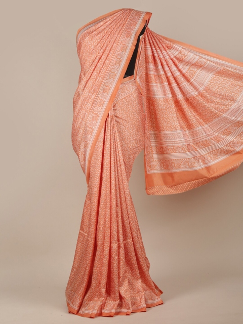 

Pothys Peach-Coloured & White Floral Printed Saree