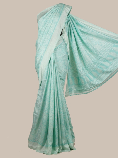 

Pothys Blue & White Paisley Printed Saree
