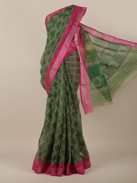 

Pothys Green & Magenta Geometric Printed Saree