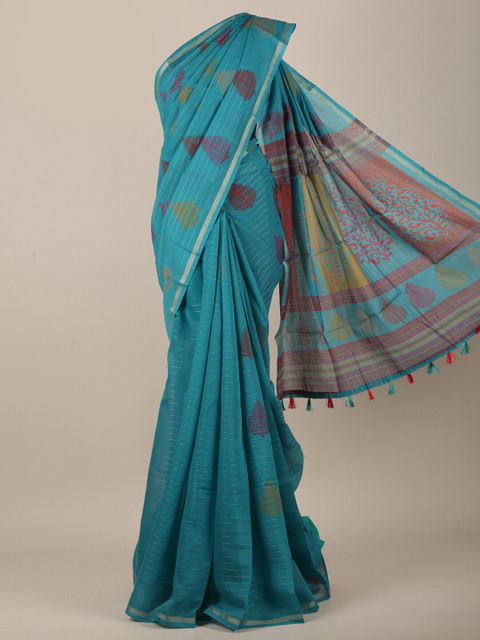 

Pothys Blue & Maroon Ethnic Motifs Printed Zari Saree