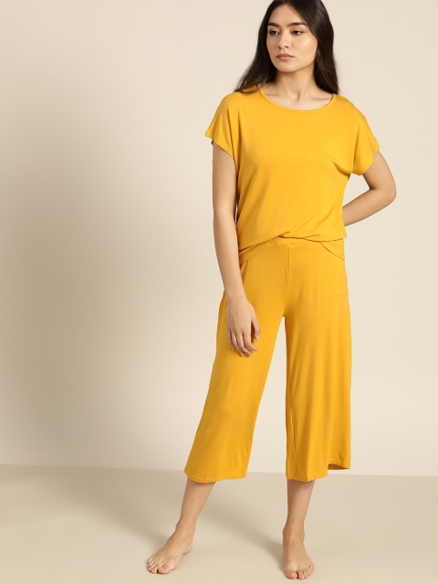 

ether Women Mustard Yellow Solid Co-ord Set