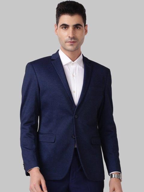 

Park Avenue Men Blue Solid Single-Breasted Formal Blazer