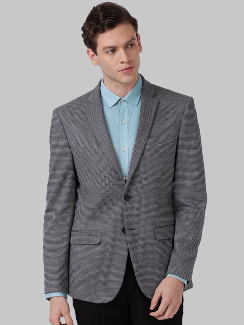 

Park Avenue Men Grey Solid Single-Breasted Formal Blazer