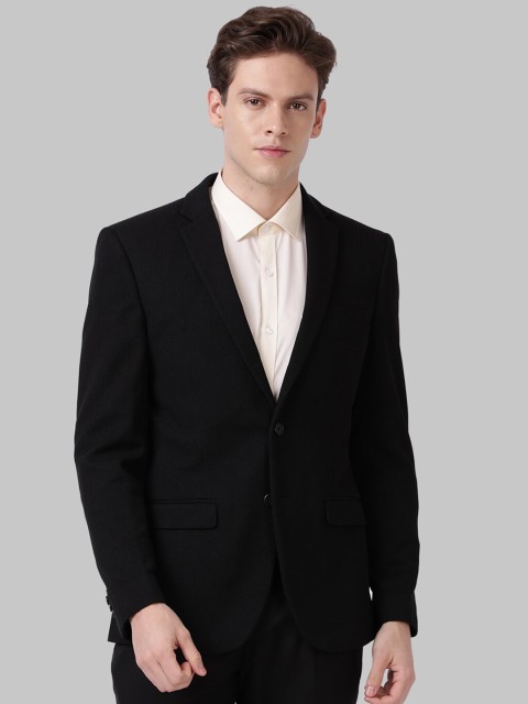 

Park Avenue Men Black Solid Single-Breasted Formal Blazer