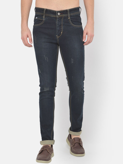 

COBB Men Navy Blue Low Distress Light Fade Jeans