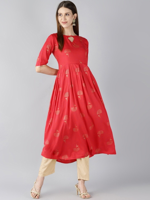 

AHIKA Women Red Ethnic Motifs Anarkali Kurta