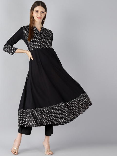 

AHIKA Women Black Geometric Anarkali Kurta