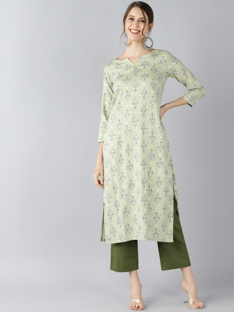 

AHIKA Women Green Floral Printed Kurta