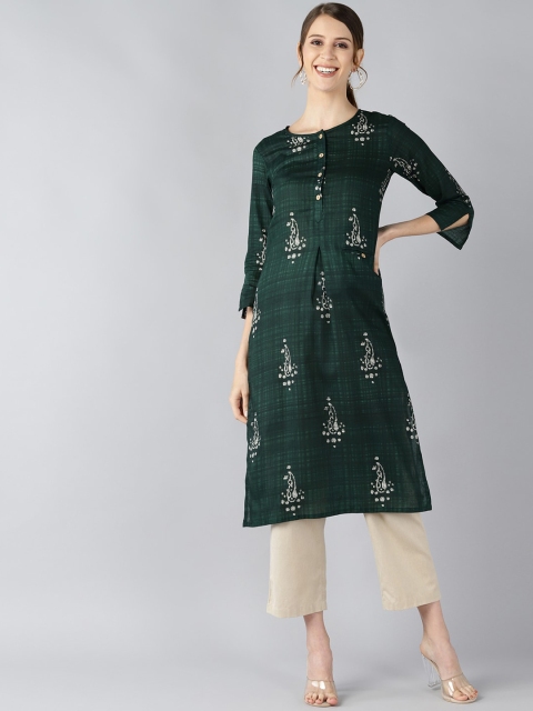 

AHIKA Women Green Geometric Print Kurta