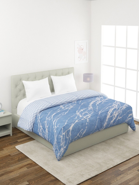 

A Homes Grace Blue & White Microfiber AC Room 300 GSM Double Bed Comforter