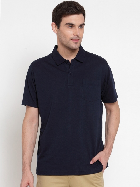 

CONFIDENCE Men Navy Blue Polo Collar Pockets T-shirt