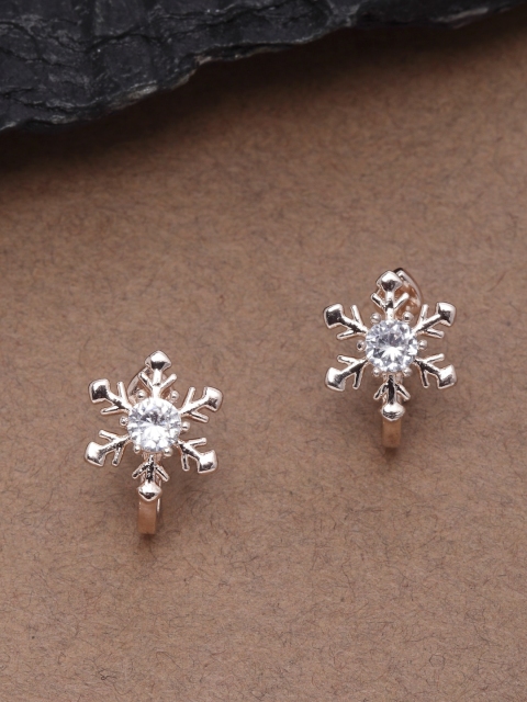 

Ferosh Rose Gold & White Floral Ear Cuff Earrings
