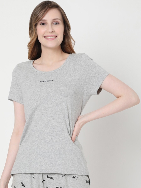 

Vero Moda Women Grey & Black Printed Night Suit