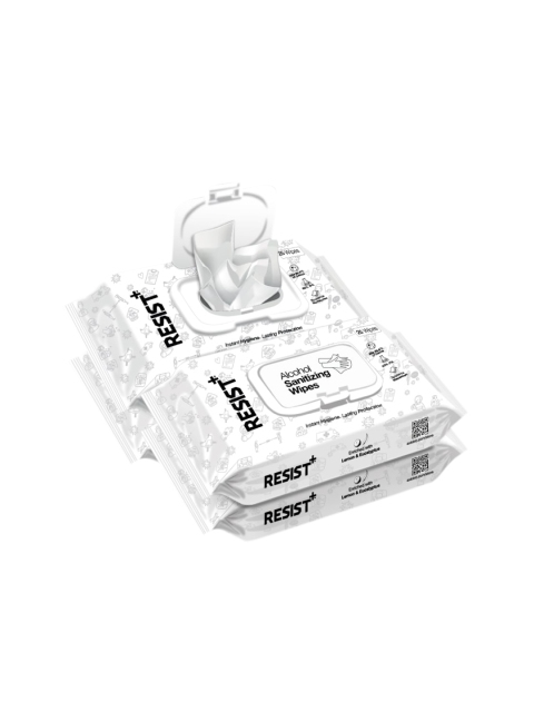 

RESIST PLUS Pack of 4 Alcohol Sanitizing Wipes Pharma Grade - 25 Wipes Each, White