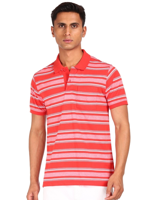 

Ruggers Men Red Striped Polo Collar T-shirt