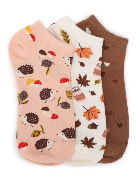 

AMERICAN EAGLE OUTFITTERS Women Pack Of 3 Patterned Ankle-Length Socks, White