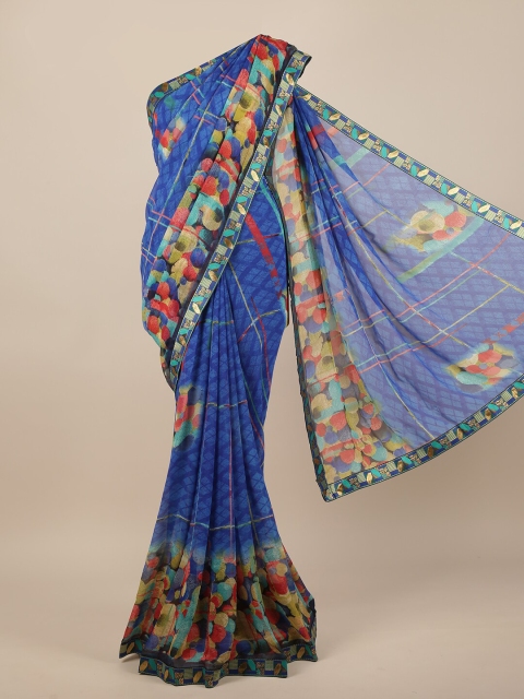 

Pothys Blue & Red Abstract Printed Saree