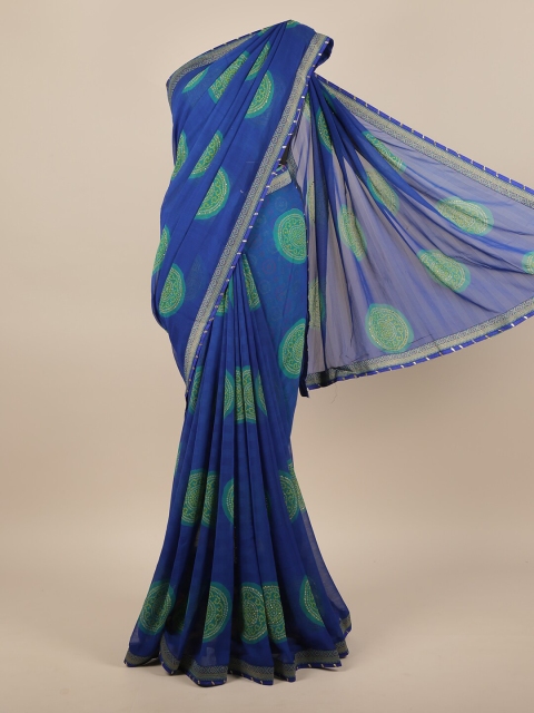 

Pothys Blue & Green Bandhani Printed Saree