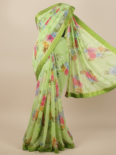 

Pothys Green & Pink Floral Printed Saree