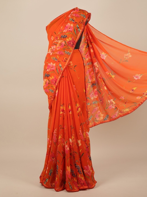 

Pothys Orange & Pink Floral Printed Saree
