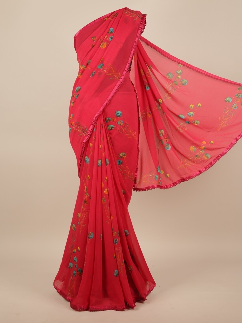 

Pothys Pink & Green Floral Printed Saree