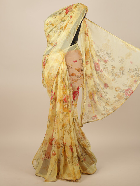 

Pothys Yellow & Red Floral Printed Saree