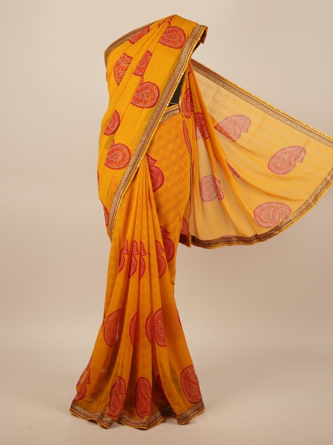 

Pothys Yellow & Red Bandhani Printed Saree
