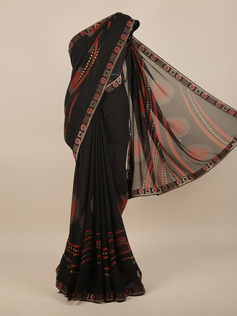 

Pothys Black & Red Printed Saree