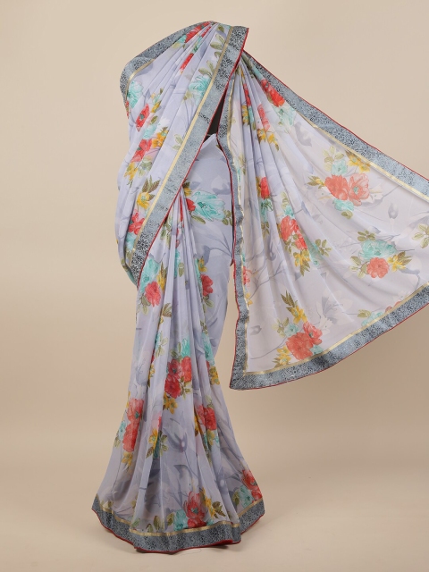 

Pothys Blue & Red Floral Printed Saree