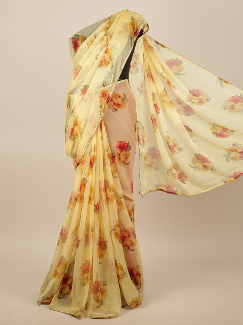 

Pothys Yellow & Red Floral Printed Saree