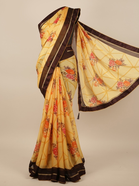

Pothys Yellow & Red Floral Printed Saree