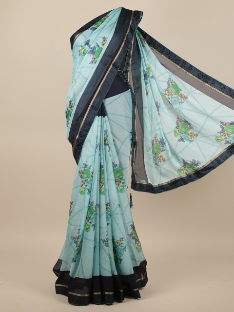 

Pothys Blue & Green Floral Printed Saree