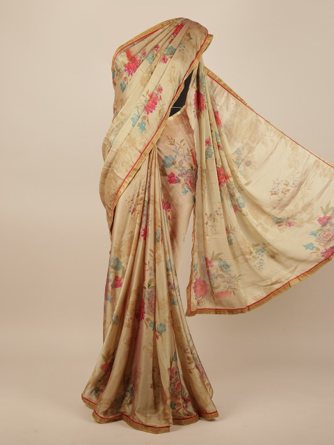 

Pothys Gold-Toned & Red Floral Printed Saree