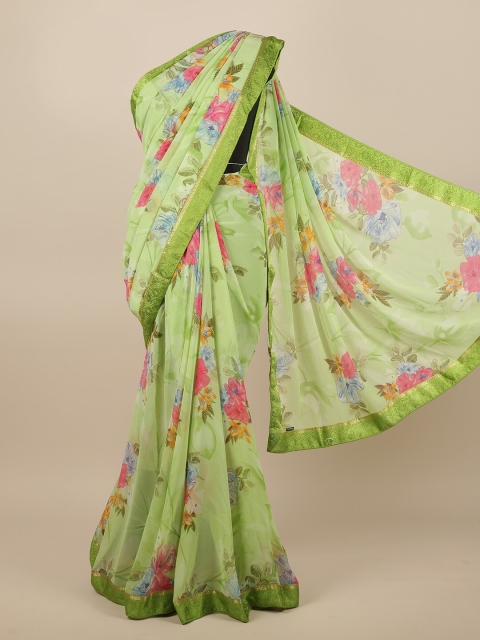 

Pothys Green & Pink Floral Printed Saree