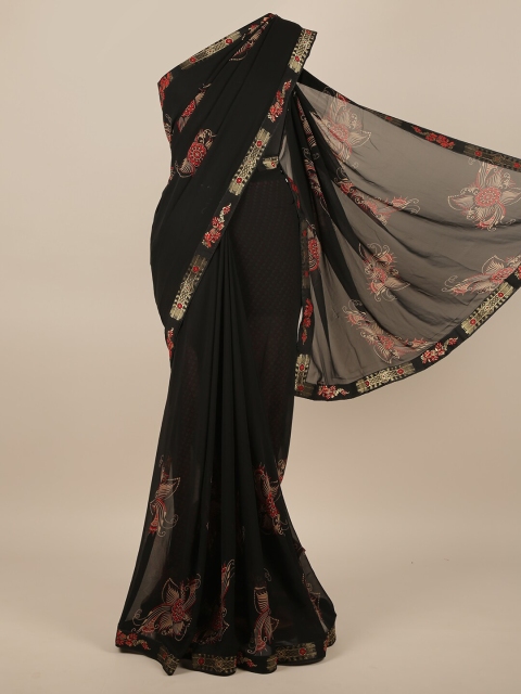 

Pothys Black & Red Floral Printed Saree