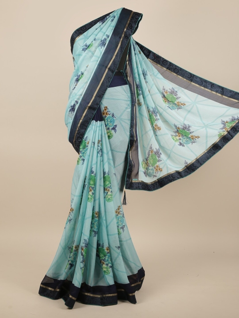 

Pothys Blue & Green Floral Printed Saree