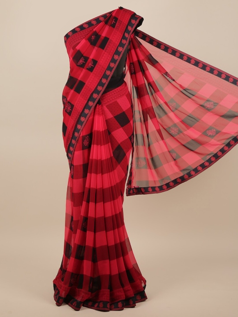 

Pothys Red & Black Checked Saree