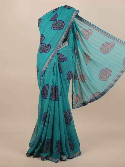 

Pothys Blue & Navy Blue Paisley Saree