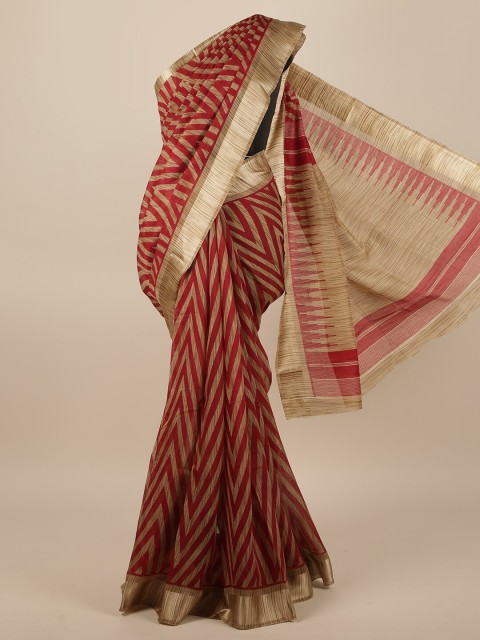 

Pothys Red & Gold-Toned Jute Silk Saree