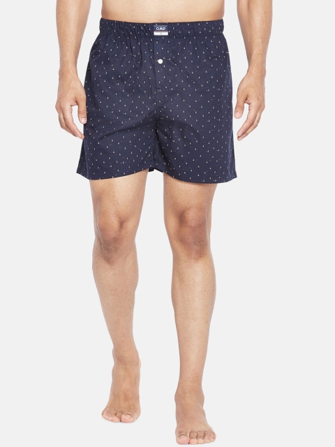 

Ajile by Pantaloons Men Navy Blue & White Printed Pure Cotton Boxers