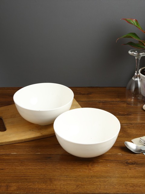 

Aapno Rajasthan Set of 2 White Porcelain Deep Bowls