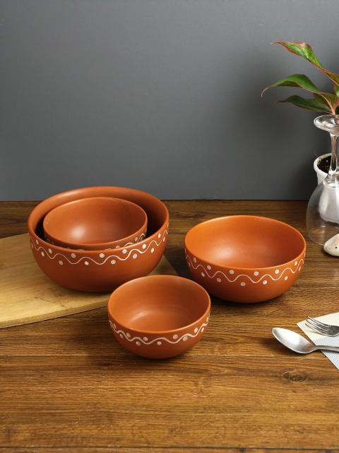 

Aapno Rajasthan Set of 4 Brown Ceramic Bowls