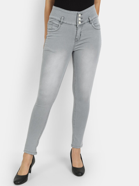 

BROADSTAR Women Grey Skinny Fit High-Rise Jeans