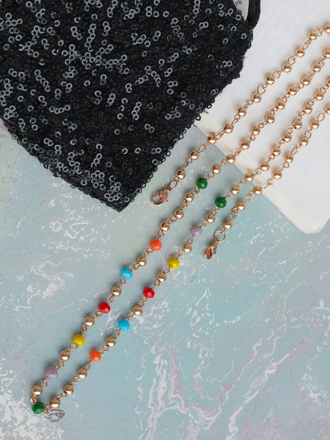 

Ayesha Unisex Multicolored Gold-Toned Metal Beaded Mask Chain, Multi