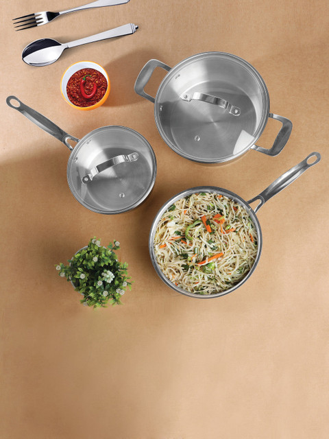 

Vinod Silver-Toned Solid Stainless Steel Cookware Set