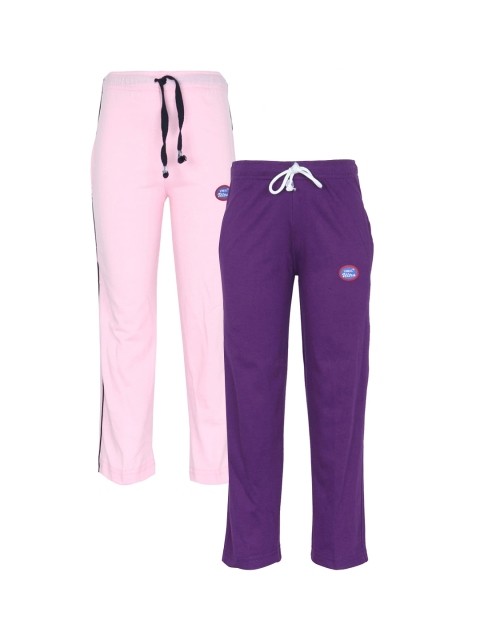 

VIMAL JONNEY Kids Pack of 2 Solid Regular Fit Trackpants, Pink